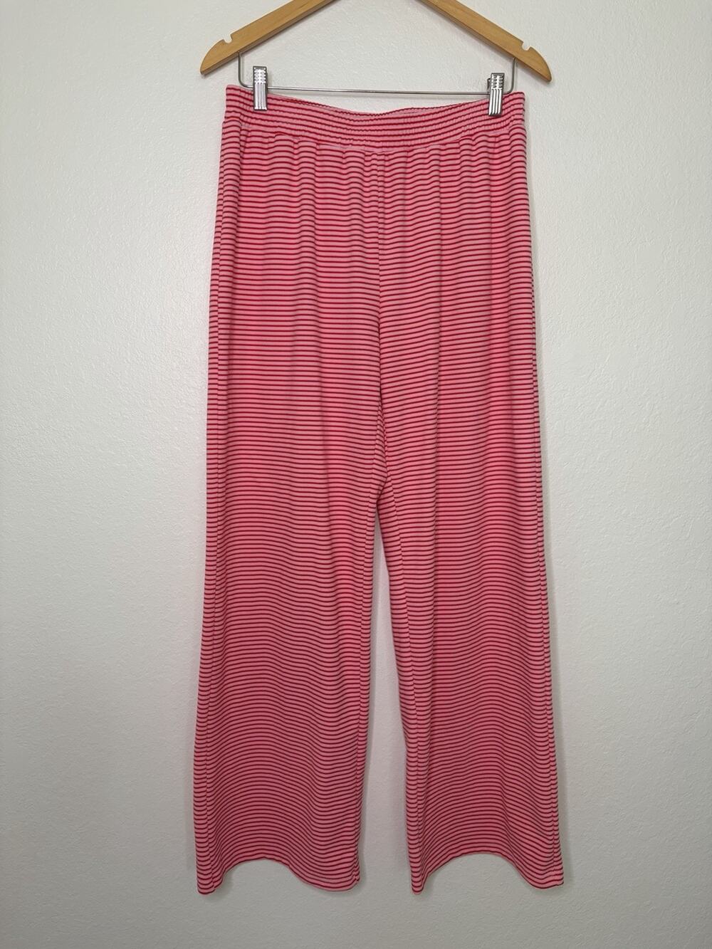 Things Between Pink Striped Soft Wide Leg Pants Size Medium Loungewear